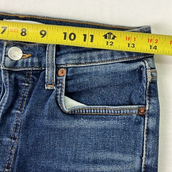 NWT Re/Done Midnight Blue Cotton Blend High Rise Ankle Crop Denim Jeans Size 27 - Picture 2 of 11